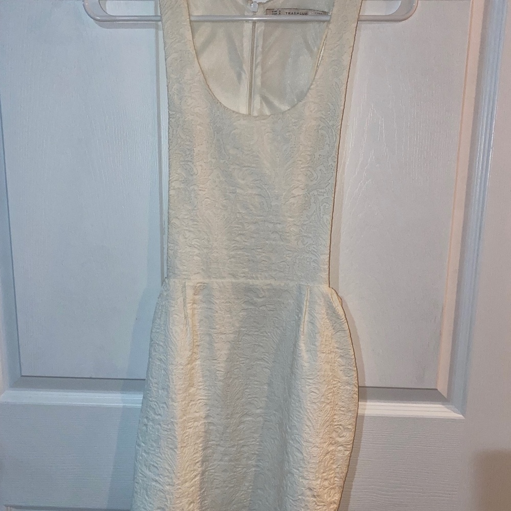 White textured cut out mini dress